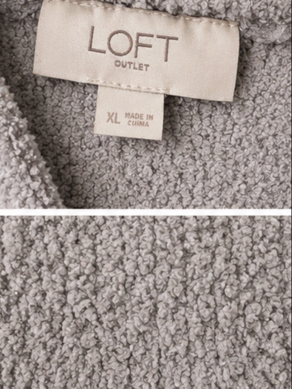 LOFT Outlet Cozy Sherpa Hooded Pullover Sweater | Gray Plush Hoodie XL - Picture 3 of 3